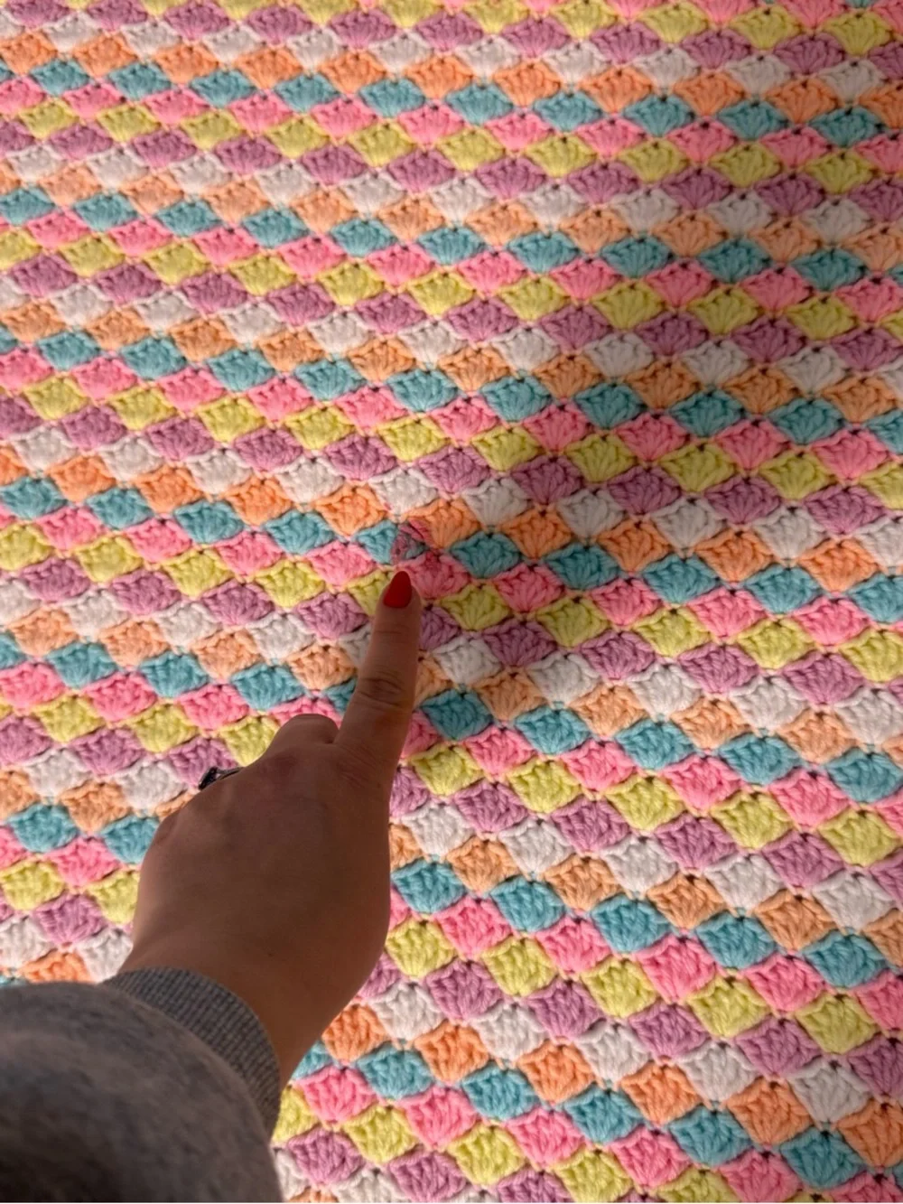 Handmade Crochet Blanket Afghan Shell‎ Pastel Throw Bedding 60x70